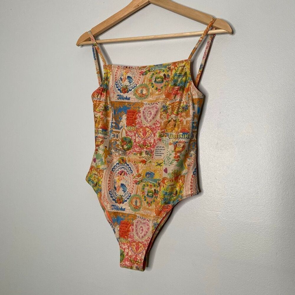 Desigual Tropical Hawaiian Postcard One Piece Swimsuit - S